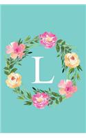 L: Monogram Initial Letter L Composition Notebook Journal for Girls and Women (Floral Notebook)