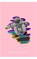 Galaxy Journal: Lined Journal - Astronaut Skateboarding Funny Spaceman Galaxy Skater Gift - Pink Ruled Diary, Prayer, Gratitude, Writing, Travel, Notebook For Men W