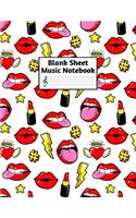 Blank Sheet Music Notebook: Easy Blank Staff Manuscript Book Large 8.5 X 11 Inches Musician Paper Wide 12 Staves Per Page for Piano, Flute, Violin, Guitar, Trumpet, Drums, Cell