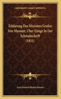 Erklarung Des Ministers Grafen Von Munster, Uber Einige In Der Schmahschrift (1831)