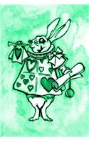 Alice in Wonderland Watercolour Journal - White Rabbit With Trumpet (Green): 100 page 6 x 9 Ruled Notebook: Inspirational Journal, Blank Notebook, Blank Journal, Lined Notebook