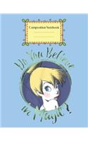 Composition Notebook: Disney Peter Pan Tinker Bell Outline Floral Sketch Portrait Tshirt 1 Cute Theme Marble Size Notebook Composition Blank Pages Rule Lined for Girls Te