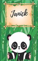 personalisiertes Notizbuch Panda / Malbuch / Kritzelbuch / Tagebuch / Journal / Notizheft / DIN A5 / Geschenke Janick: individuelles personalisiertes blanko Mädchen & Jungen Namen Notizbuch, ... Weihnachts & Geburtstags Geschenk für Frauen und Männer.