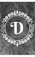 D: Sketchbook - Cute Personalized Floral Initial Monogram Drawing Book for Artists - Pretty Doodling Pad for Students for Girls & Women - Letter D - Bl