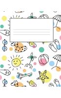 Beach Composition Notebook: Wide Ruled Notebook Lined School Journal - 110 Pages - 7.5 x 9.25" - Children Kids Girls Boys Teens Women Wide Ruled School Composition Books