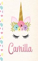 Camilla: Personalized Unicorn Journal For Girls - 8.5x11 110 Pages Notebook/Diary With Pink Name
