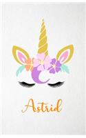 Astrid A5 Lined Notebook 110 Pages: Funny Blank Journal For Lovely Magical Unicorn Face Dream Family First Name Middle Last Surname. Unique Student Teacher Scrapbook/ Composition Great