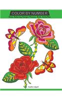 Color by Number: Stress Relieving Designs Flowers, Birds, Butterflies Coloring book, Large Print Color by Number