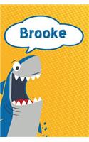 Brooke: Personalized Shark Isometric Dot Paper Notebook for Kids 120 Pages 6x9