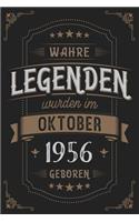 Wahre Legenden wurden im Oktober 1956 geboren: Vintage Geburtstag Notizbuch - individuelles Geschenk für Notizen, Zeichnungen und Erinnerungen - liniert mit 100 Seiten