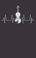 Notebook: Vintage Heartbeat ECG Heartline Violin Music Teacher Gift College Ruled 6x9 120 Pages