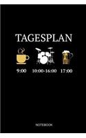 Tagesplan Notebook: Liniertes Notizbuch - Tagesplan Kaffee Schlagzeug Bier Drummer Musiker Geschenk