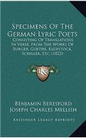 Specimens of the German Lyric Poets