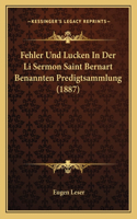 Fehler Und Lucken In Der Li Sermon Saint Bernart Benannten Predigtsammlung (1887)