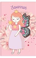 Savannah: Fairy Princess - Personalized Blank Lined Journal Notebook Gift For Girls, Women