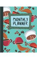 Monthly Planner: Coffee Beans Roasting Green Cover 8x10" 120 Pages/60 Months Checklist Planning Undated Organizer & Journal - Christmas Gifts