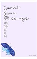 Count Your Blessings: Gratitude Journal - Lined Pages with Daily Prompt - Gratitude Gifts - Lavender Blue Butterfly