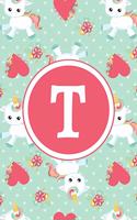 T: Monogrammed 2020 Weekly Planner For Women And Teen Girls - Cute Unicorn Hearts, January 2020 - December 2020 (6"x9")