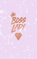 Boss Lady: Inspirational Quote Notebook, Radiant Pink Marble and Rose Gold - 7.5 x 9.25, 120 College Ruled Pages