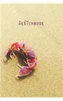 Sketchbook: Simple Minimalists Blank Paged Sketch Book - For Creative Artists Practicing Sketching Doodling Drawing Skills - Red Beach Crab - Sealife Series