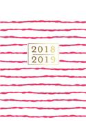 2018 - 2019 Weekly Planner: Simple Hot Pink Stripe 16 Month Agenda Book, September 2018 - December 2019