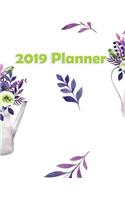 2019 Planner: Weekly Planner Monthly Planner 8x10 120 Pages Notes to Do Lists Flower Pot Green and Purple