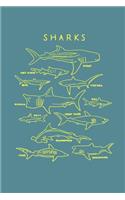 Sharks: Shark Notebook - Journal (Composition Book, Journal) (6 x 9)