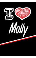 I Love Molly: Journal, Notebook, Diary, Feature 120 Lined Pages with a Matte Finish Cover 6x9