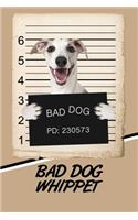 Bad Dog Whippet: Isometric Dot Drawing Paper Notebook Featuring 120 Pages 6x9