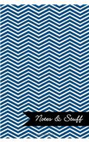 Notes & Stuff Lined Notebook With Oxford Blue Chevron Pattern Cover