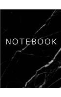 Notebook: Unlined Black Marble Notebook - Large (8.5 x 11 inches) - 100 pages, Smooth Matte Cover