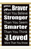 You Are Braver Than You Believe Stronger Than You Seem Smarter than You Think And Loved More Than you Know