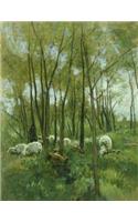 Flock of Sheep in a Forest, Anton Mauve. Blank Journal: 150 Blank Pages, 8,5x11 Inch (21.59 X 27.94 CM) Laminated