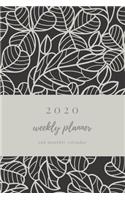 2020 Weekly Planner And Monthly Calendar: Elegant Floral Weekly & Monthly Calendar 2020 With Extra Space For Notes - Beige and Brown - 136 pages 6x9