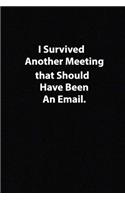 I Survived Another Meeting that Should Have Been an Email.: Funny Notebook, Sarcastic Humor Journal, Gag... (Notebook, Diary) 120 Lined Pages Inspirational Quote Notebook To Write In size 6x 9 inches