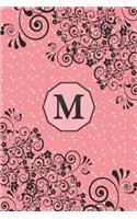 M: Initial Monogram Letter M 6x9 Pink Personalized Dot Grid Journal for Women and Girls