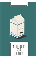 Notebook for Dairies: Lined Journal with Cute kawaii milk carton Design - Cool Gift for a friend or family who loves freshness presents! - 6x9" - 180 White lined pages - 