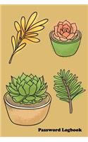 Password Logbook: Large Print Password Book, Cute sand yellow terracotta cover with water color succulents, 6" x 9 " 6x9 password organizer, glossy cover, 110 pages, 