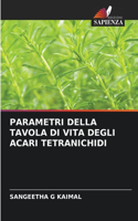 Parametri Della Tavola Di Vita Degli Acari Tetranichidi