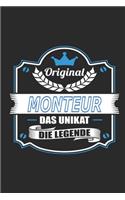 Original Monteur Das Unikat Die Legende: Notizbuch, Geschenk Buch mit 110 linierten Seiten