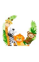 Cute and Lovely Animals with Palm Leaves - Blank Lined Notebook