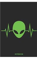 Notebook: Funny Alien Heartbeat Notebook - Unique Martian Journal - Gift Idea for Men, Women & Children - Personalized Lined Note Book, Individual Dairy, Spec