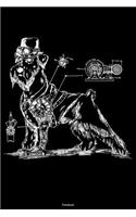 Notebook: Steampunk Blueprint Dog Art Journal Cyber Punk Composition Book Retro Vintage Future Gift