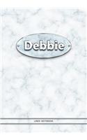 Debbie - Lined Notebook: College Ruled Blank Pages Plus Extra Date Neutral Calendar (12 Months) and Notepad Sketch Designs. Cover Print White Marble Background with Silver-I