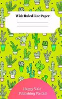 Cute Cactus Theme Wide Ruled Line Paper