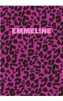 Emmeline: Personalized Pink Leopard Print Notebook (Animal Skin Pattern). College Ruled (Lined) Journal for Notes, Diary, Journaling. Wild Cat Theme Design wi