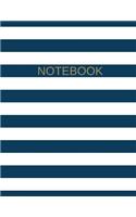 Large Softcover Notebook: 8.5" X 11," Dot Grid, 150 Sheets (300 Pages), Blue/ White Stripes, Use as a Journal, Diary, Logbook