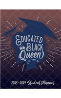 Educated Black Queen - 2018 / 2019 Student Planner (Blue, Red and Gray): 2018 Gift Ideas - Calendars, Academic Planners & Personal Organizers - Organization - Black Girl Magic - Journal for College and University