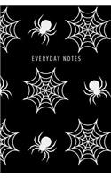 Everyday Notes: Lined Journal/Diary Fun Cool Black and White Halloween with Spiderwebs and Spiders