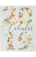 2019 Calendar: Floral Numbers with Inspirational Quotes on White Concrete Wall Cover